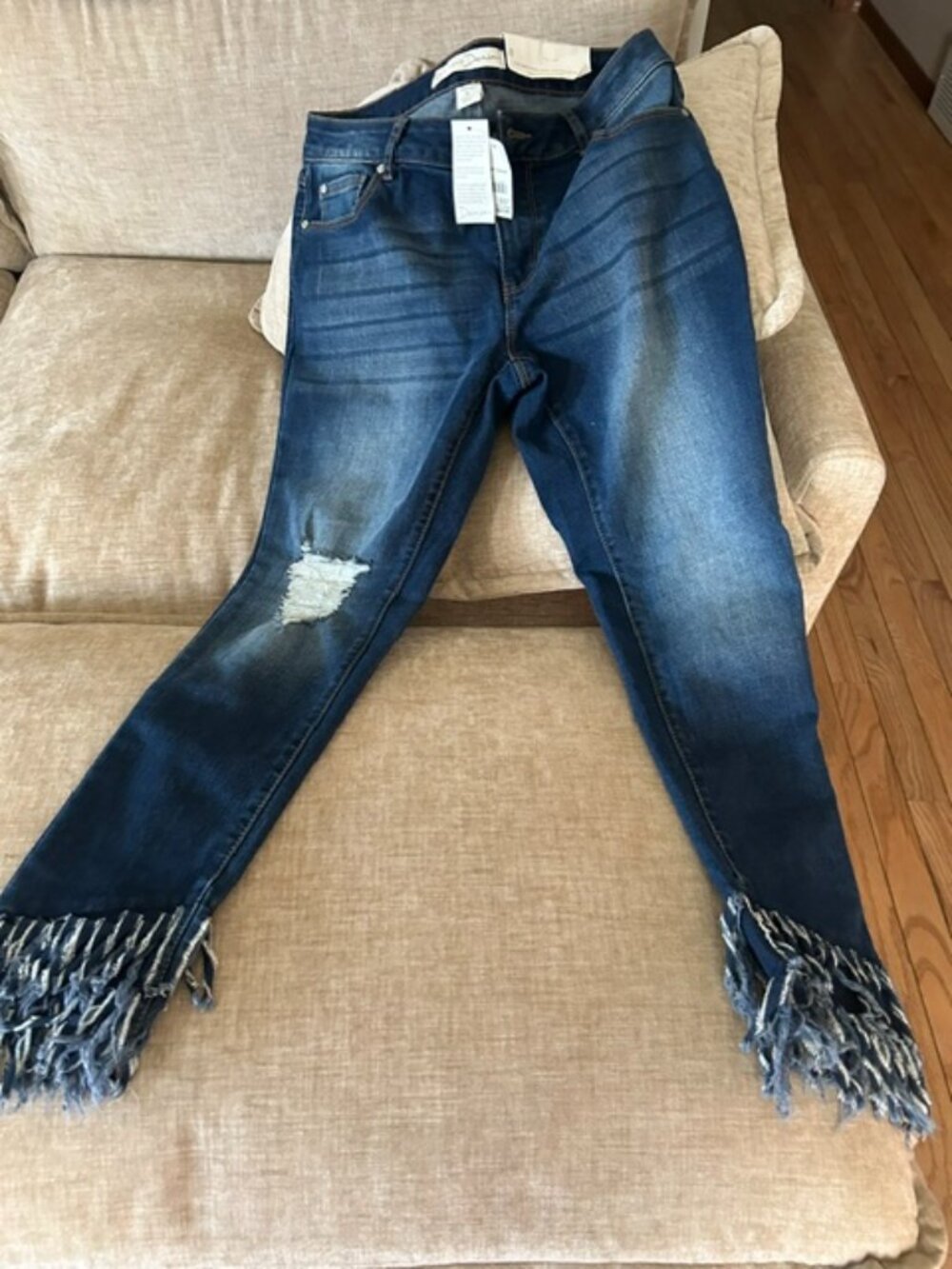 Cato Denim Cropped Fringe Jean